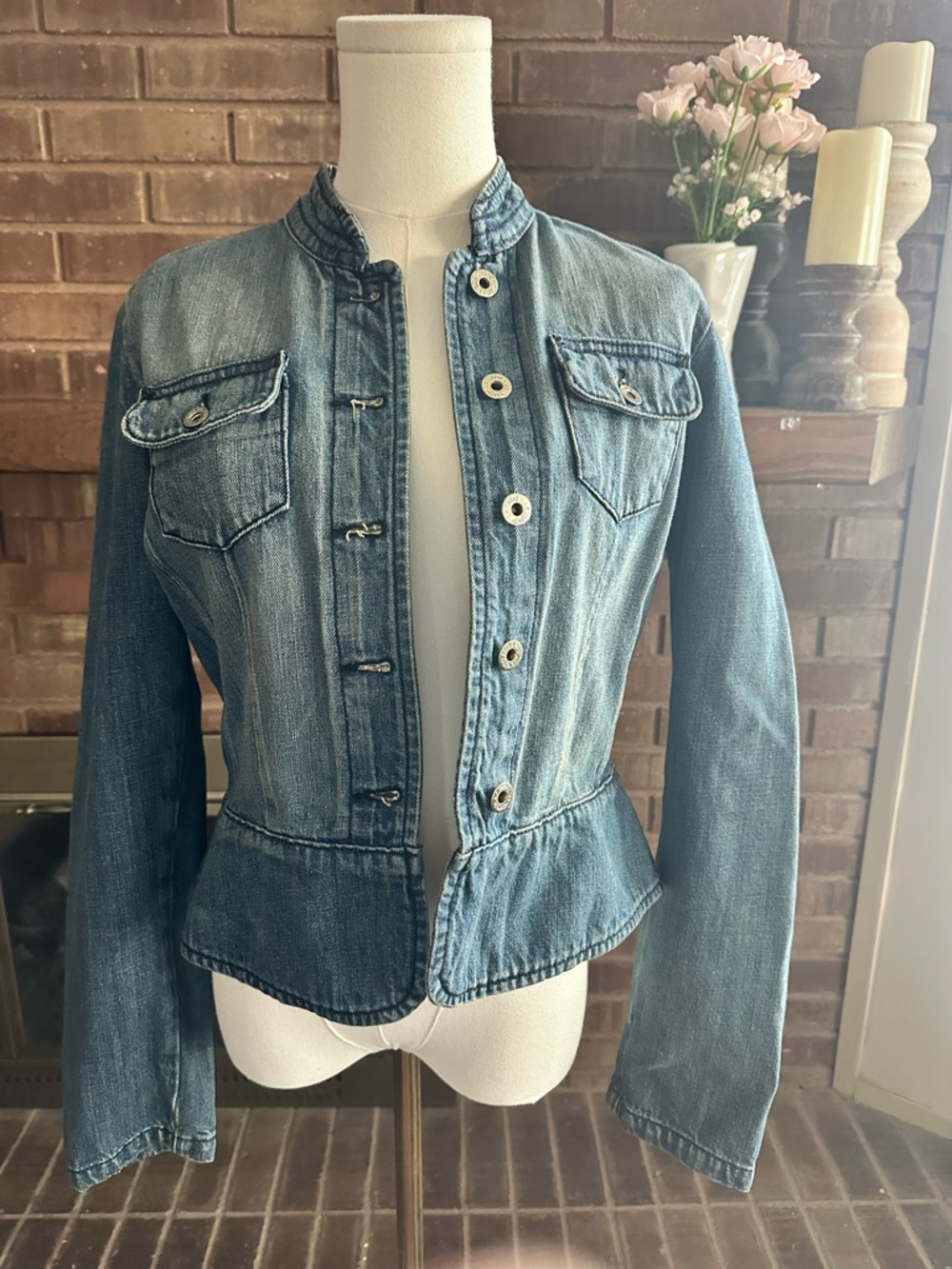 Polo Jeans Co Ralph Lauren Denim Peplum Jacket M Y2K Western Boho Indie